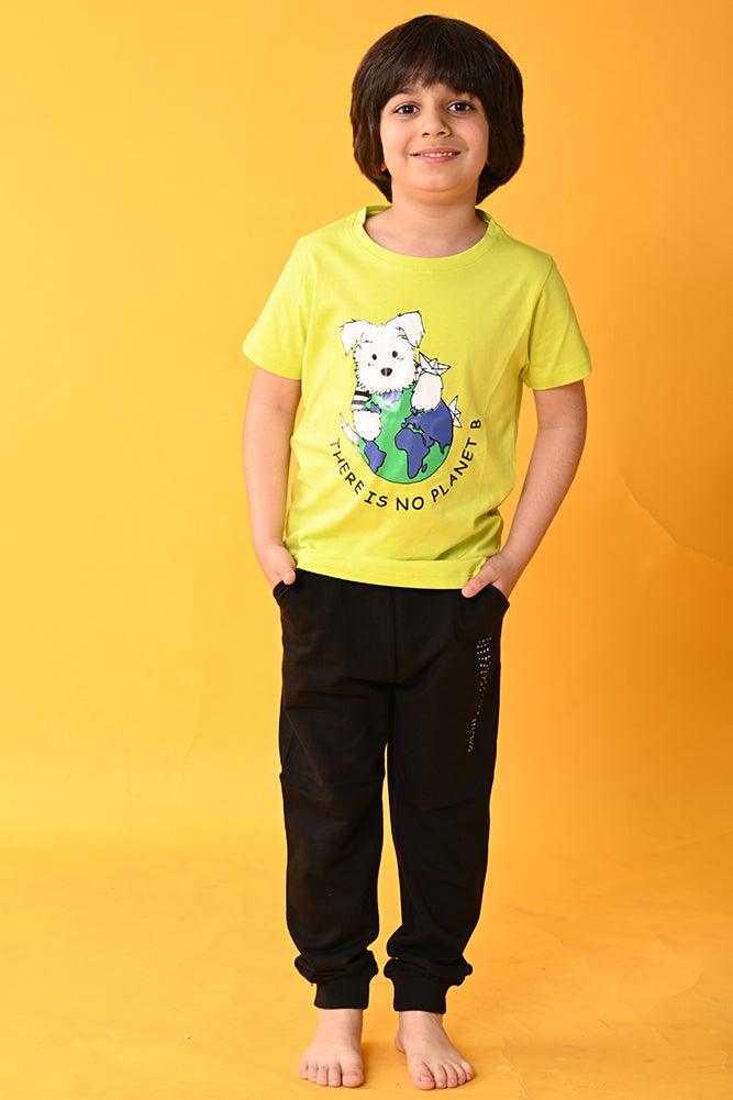 PLANET B BLACK JOGGER SET - LIME/BLACK - Anthrilo India