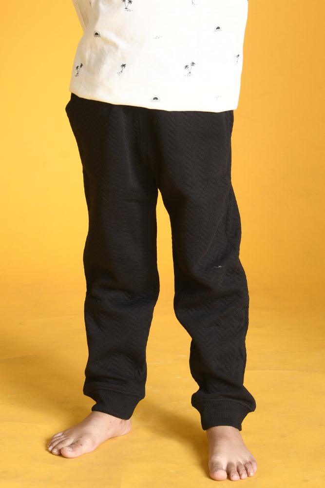BLACK QUILTED WARM BOYS JOGGER - BLACK - Anthrilo Design House