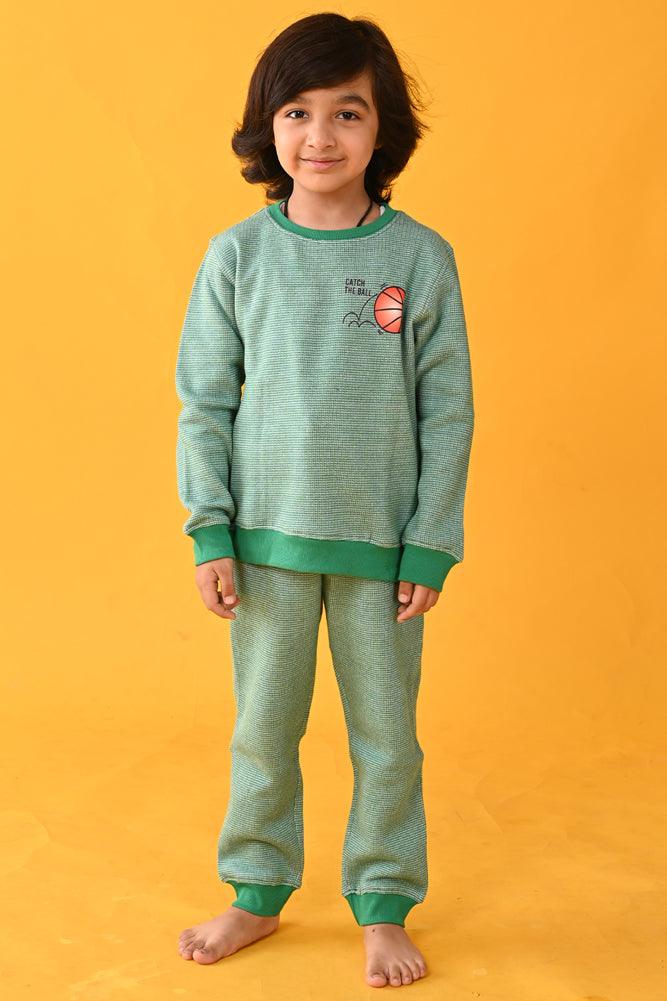 JACQUARD FLEECE SWEATSHIRT - GREEN - Anthrilo Design House