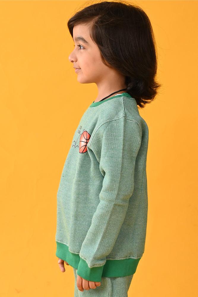 JACQUARD FLEECE SWEATSHIRT - GREEN - Anthrilo Design House