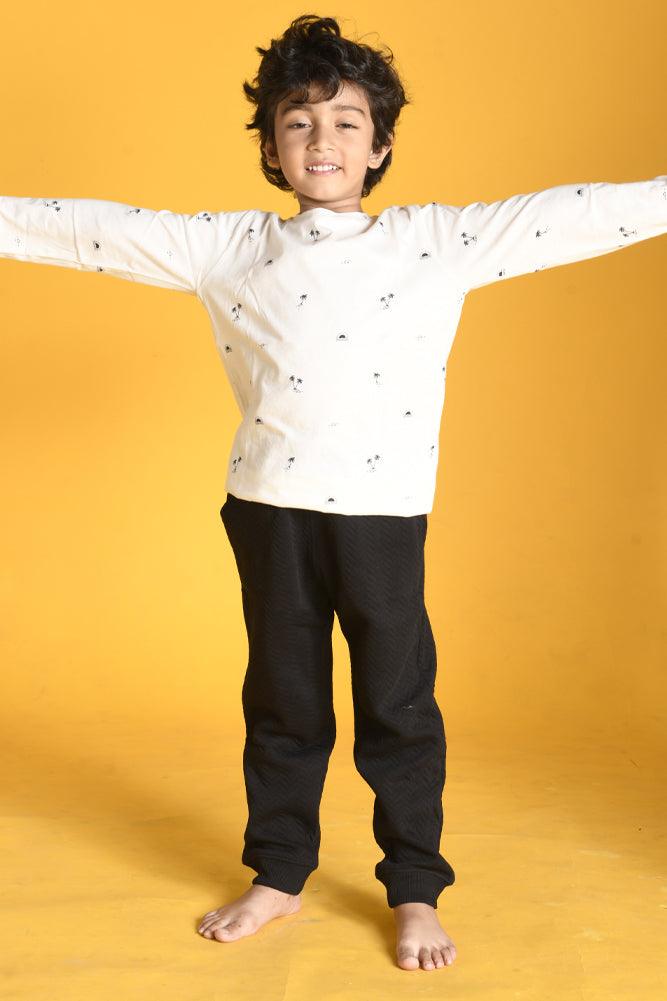 BLACK QUILTED WARM BOYS JOGGER - BLACK - Anthrilo Design House