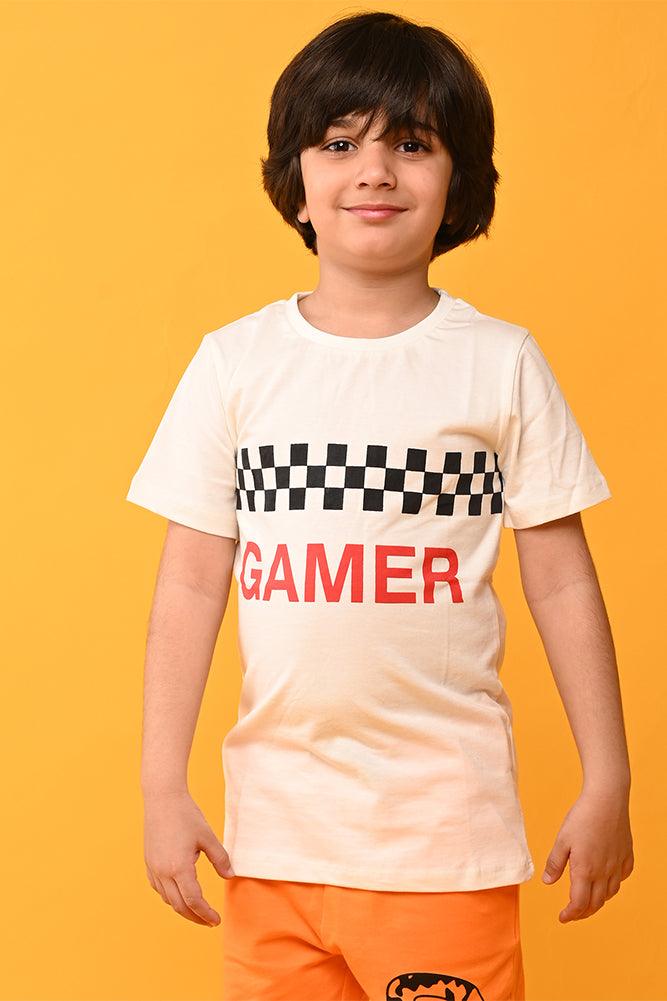 GAMER ORANGE JOGGER SET - WHITE / ORANGE - Anthrilo India