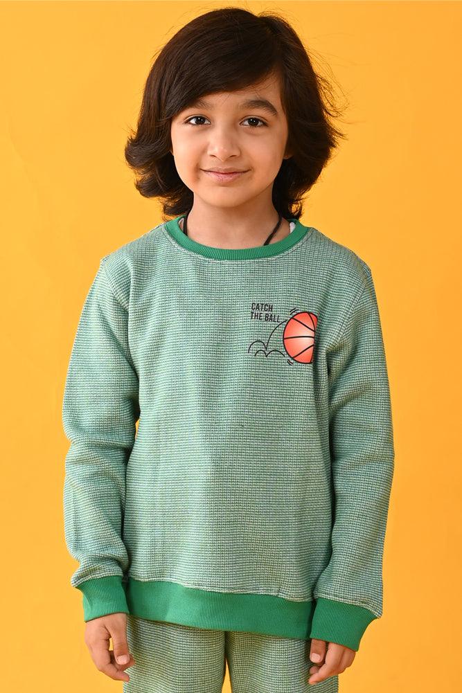 JACQUARD FLEECE SWEATSHIRT - GREEN - Anthrilo Design House