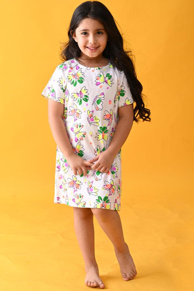 BUTTERFLY NIGHT DRESS- WHITE - Anthrilo Design House