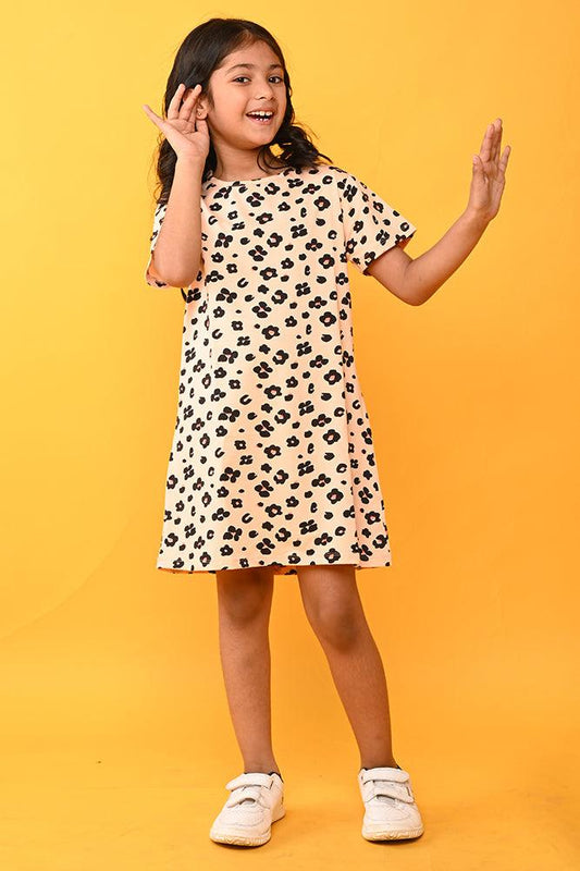 LEOPARD PEACH NIGHT DRESS - PEACH - Anthrilo India