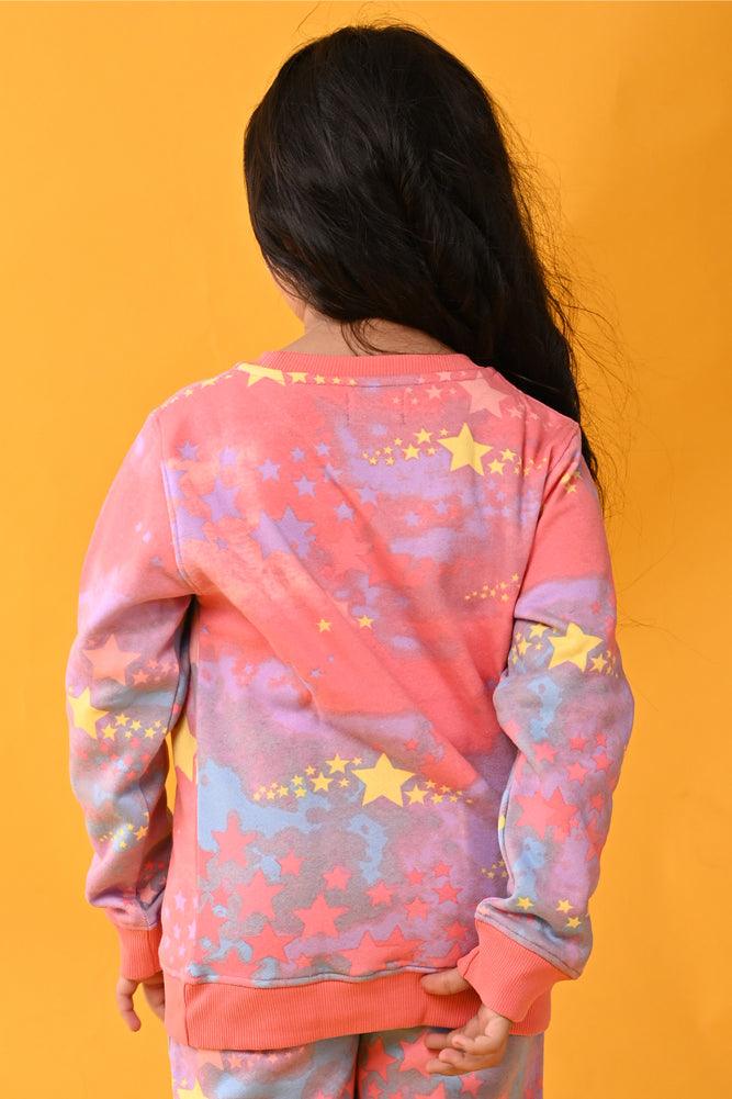 TIE DYE STAR FLEECE SWEATSHIRT - PINK - Anthrilo Design House