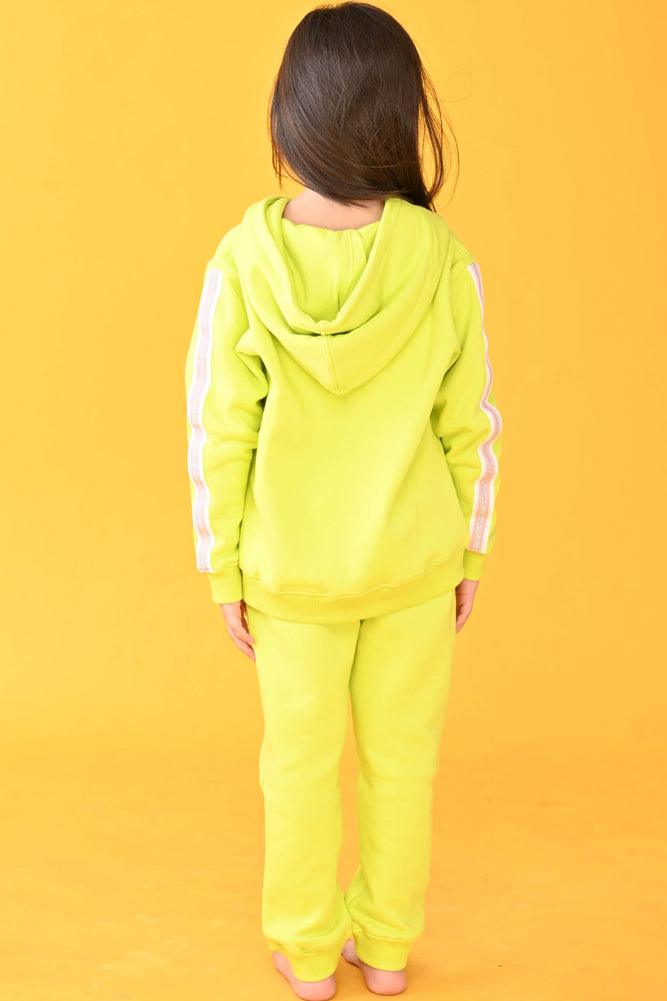 LIME ZIP UP FLEECE HOODIE JOGGER SET - LIME GREEN - Anthrilo Design House