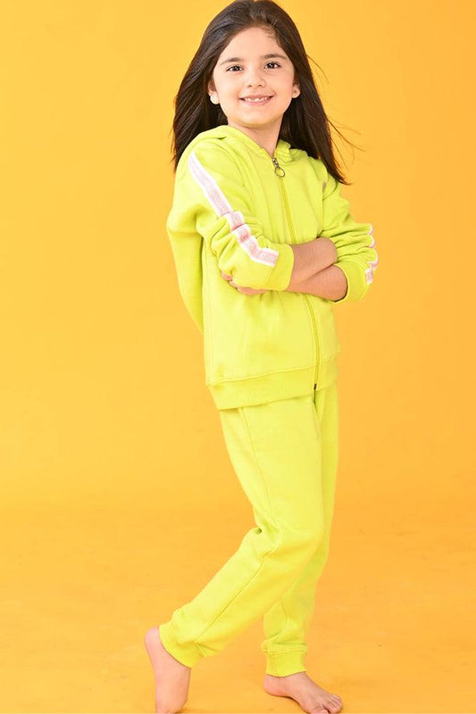 LIME ZIP UP FLEECE HOODIE JOGGER SET - LIME GREEN - Anthrilo Design House