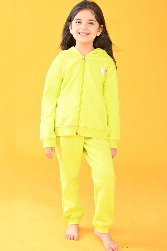 LIME ZIP UP FLEECE HOODIE JOGGER SET - LIME GREEN - Anthrilo Design House