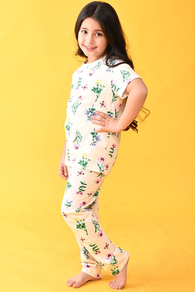FLORAL FUN SHORT SLEEVES PYJAMA SET - OFFWHITE - Anthrilo Design House