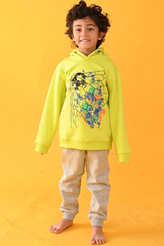 FOOTBALL FLEECE HOODIE -  LIME GREEN - Anthrilo Design House