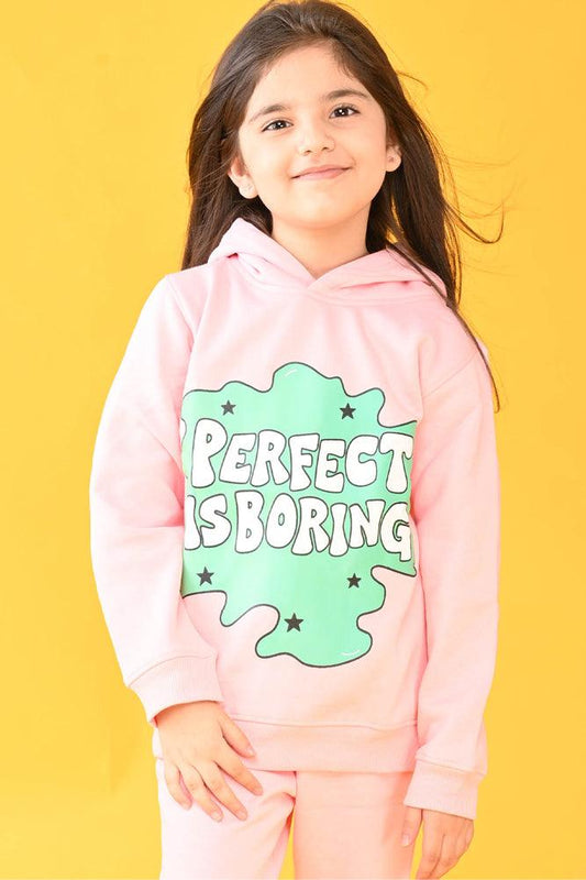 PERFECT IS BORING FLEECE HOODIE SWEATSHIRT - PINK - Anthrilo Design House
