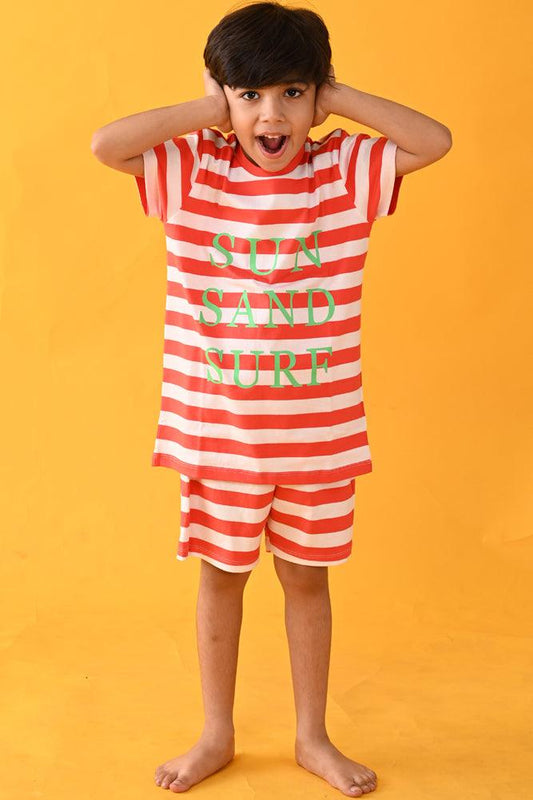SUN SAND SURF SLEEPWEAR SHORTS SET - ORANGE - Anthrilo Design House