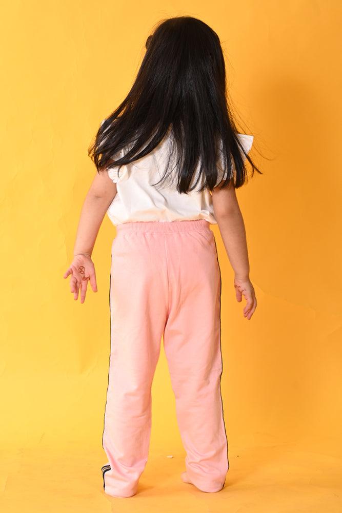 BE YOURSELF PINK SIDE TAPE JOGGER SET- WHITE/PINK - Anthrilo India
