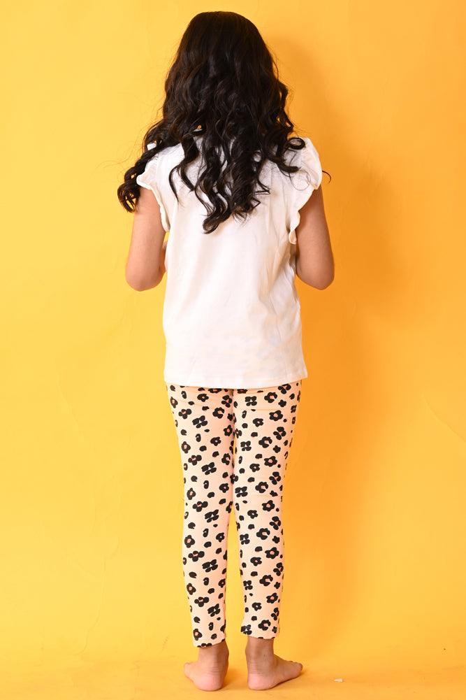 ARTIST LEOPARD LEGGING SET- WHITE/PEACH - Anthrilo India