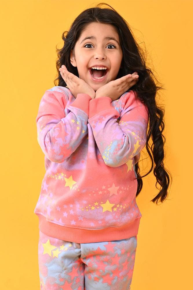 TIE DYE STAR FLEECE SWEATSHIRT JOGGER SET - PINK - Anthrilo Design House