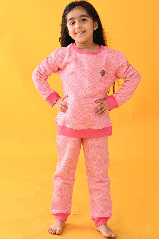 PINK JACQUARD FLEECE SWEATHSIRT JOGGER SET - PINK - Anthrilo Design House