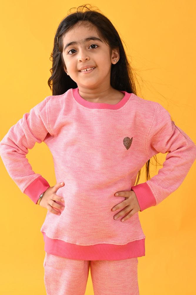 PINK JACQUARD FLEECE SWEATHSIRT JOGGER SET - PINK - Anthrilo Design House