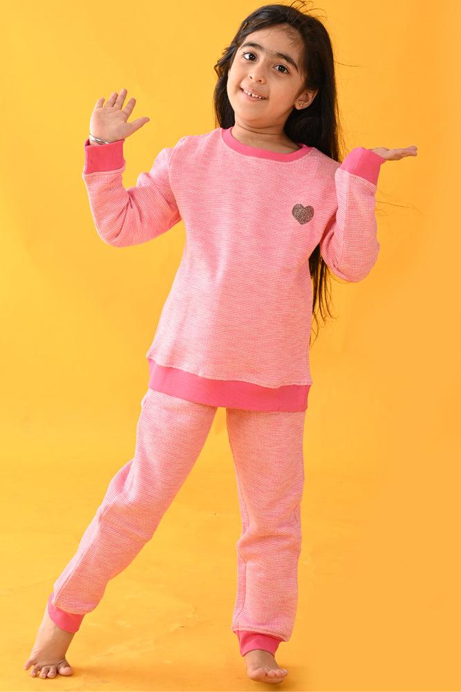 PINK JACQUARD FLEECE SWEATHSIRT JOGGER SET - PINK - Anthrilo Design House