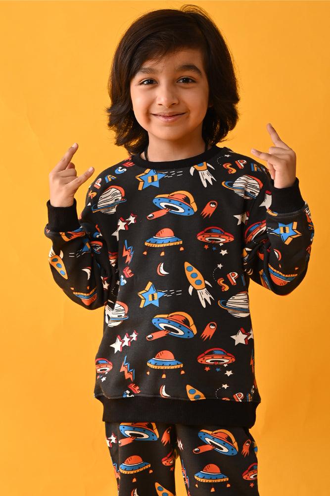SPACE SWEATSHIRT JOGGER SET - BLACK - Anthrilo Design House