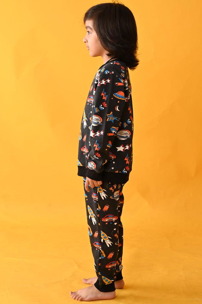 SPACE SWEATSHIRT JOGGER SET - BLACK - Anthrilo Design House