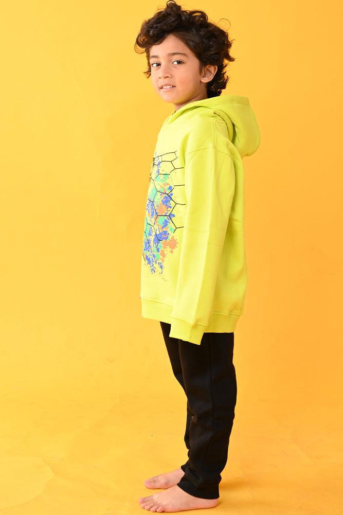 FOOTBALL HOODIE BLACK FLEECE JOGGER SET - LIME GREEN - Anthrilo Design House