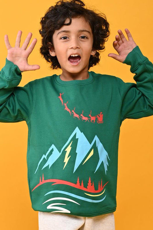 GREEN CHRISTMAS BOYS SWEATSHIRT - GREEN - Anthrilo Design House