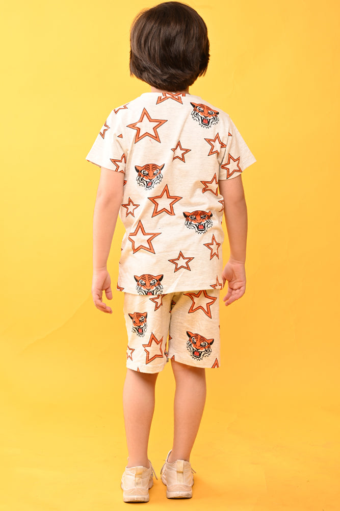 DINOSAUR NAVY AND TIGER STAR SLEEPWEAR SHORTS SET (PACK OF 2) - Anthrilo India