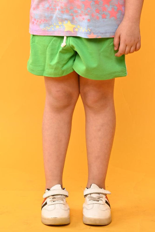 GREEN SIDE TAPE GIRLS SUMMER SHORTS - GREEN - Anthrilo India