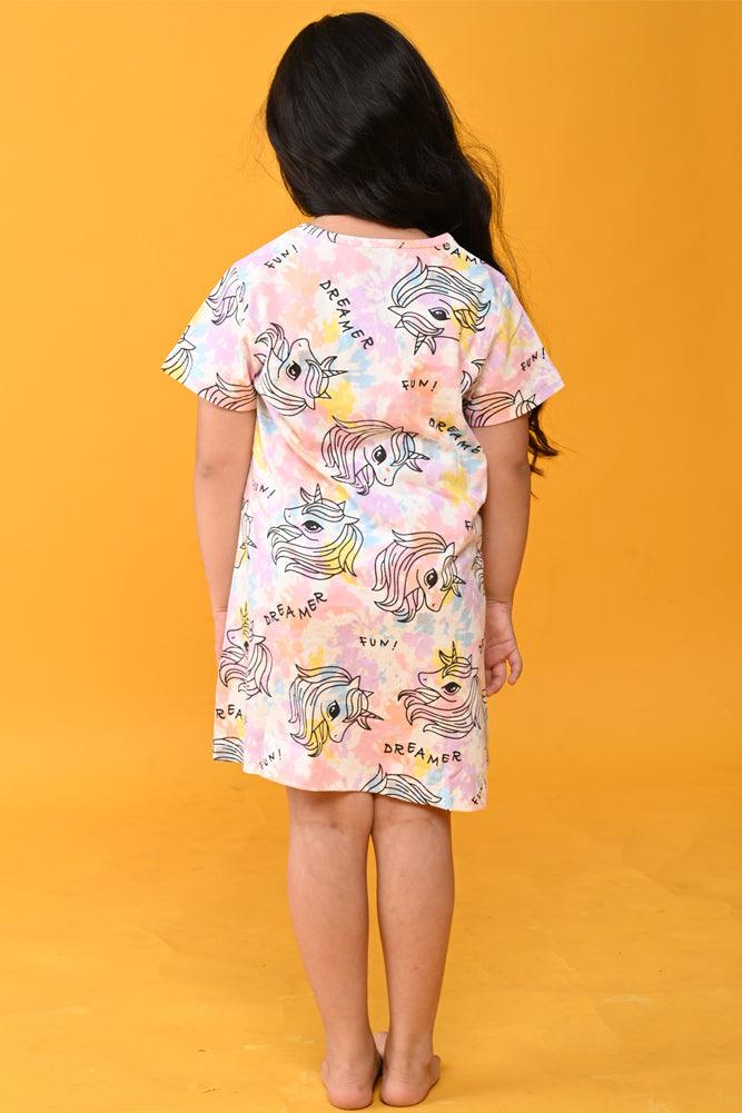 BUTTERFLY GREEN AND UNICORN TIE DYE NIGHT DRESS (PACK OF 2) - Anthrilo India