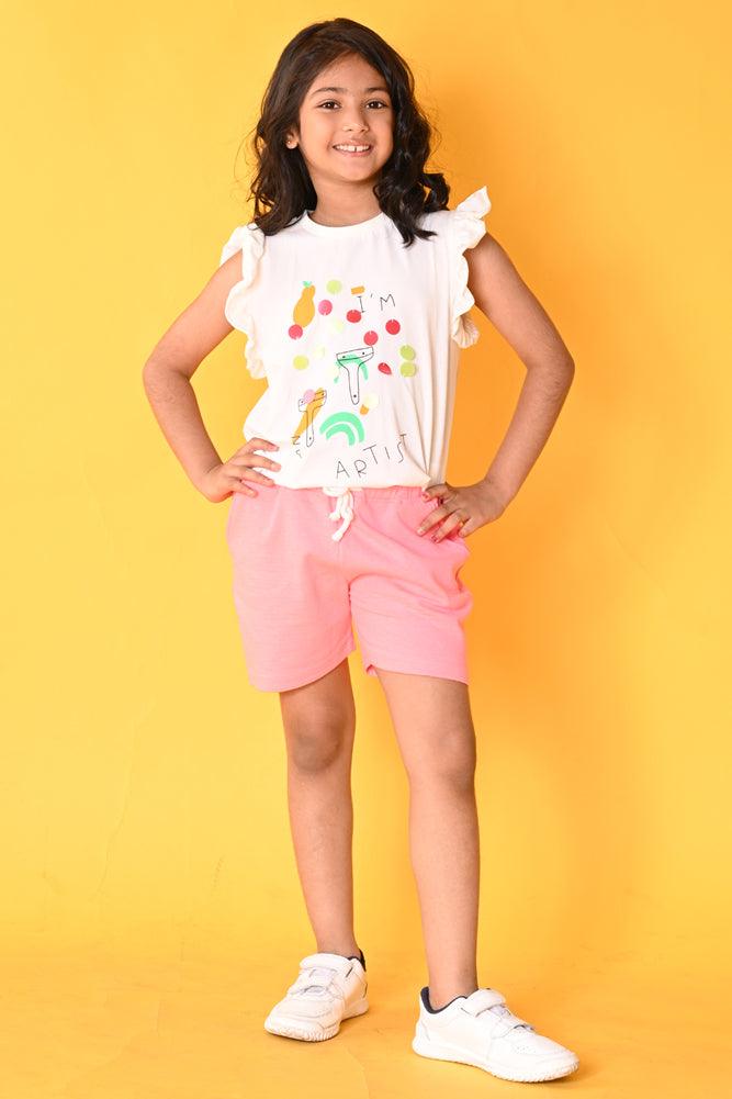 ARTIST NEON PINK SHORTS SET OFF - WHITE/PINK - Anthrilo India