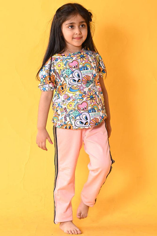 CHILL OUT PINK SIDE TAPE JOGGER SET- WHITE/PINK - Anthrilo India