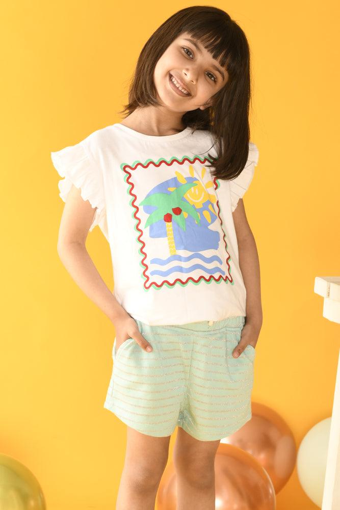 SILVER STRIPED SHORTS - AQUA - Anthrilo Design House