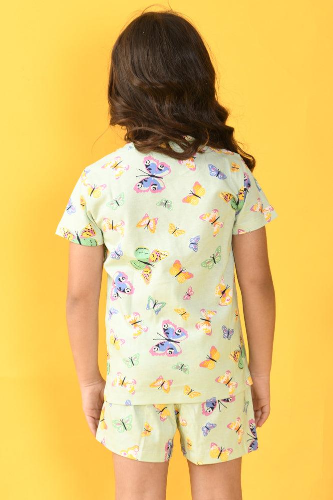 BUTTERFLY SLEEPWEAR SHORTS SET - GREEN - Anthrilo Design House