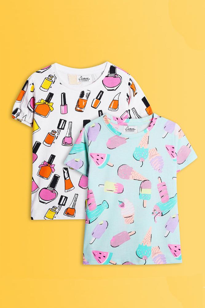 ICECREAM AND NAIL PAINT -SHIRT (PACK OF 2) - Anthrilo India