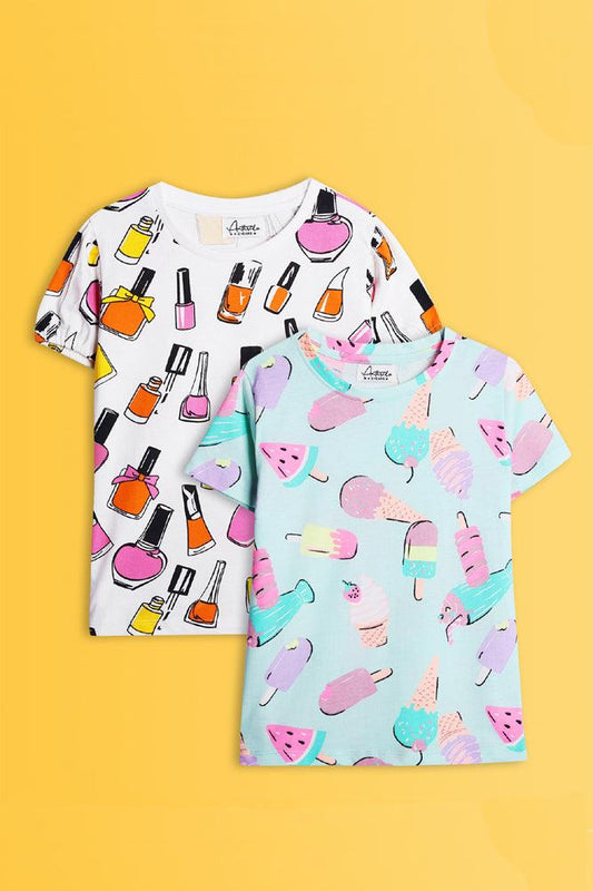 ICECREAM AND NAIL PAINT -SHIRT (PACK OF 2) - Anthrilo India