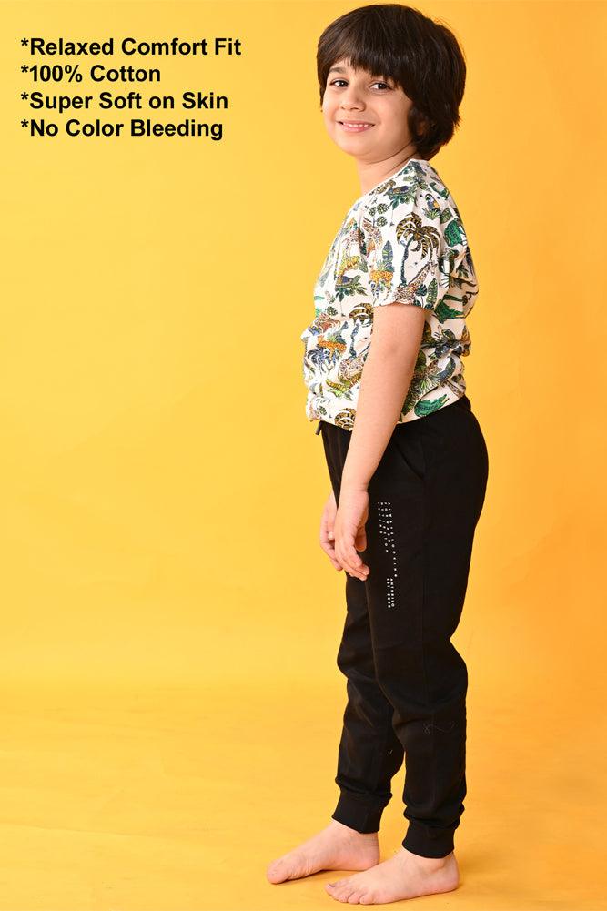 JUNGLE BLACK JOGGER SET - WHITE/BLACK - Anthrilo India