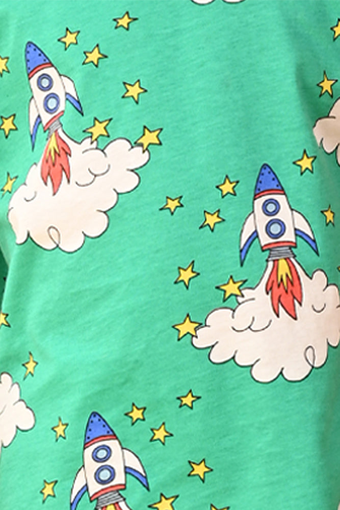 ROCKET GREEN SHORT SLEEVES BOYS PYJAMA SET - GREEN - Anthrilo India
