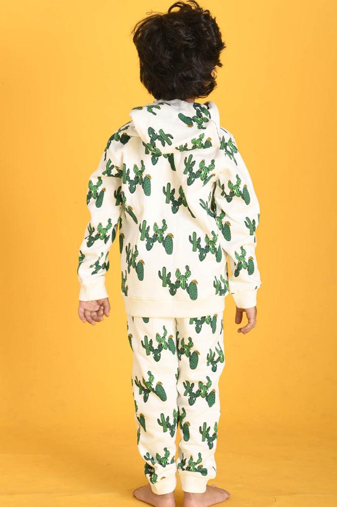 CACTUS FLEECE SWEATSHIRT JOGGER SET - WHITE - Anthrilo Design House