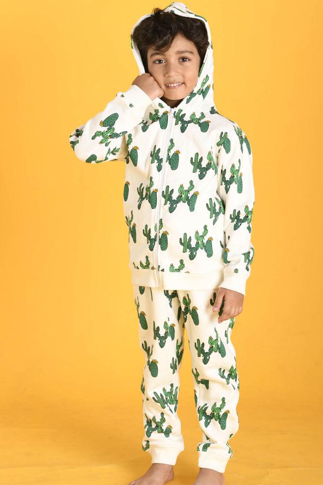CACTUS FLEECE SWEATSHIRT JOGGER SET - WHITE - Anthrilo Design House