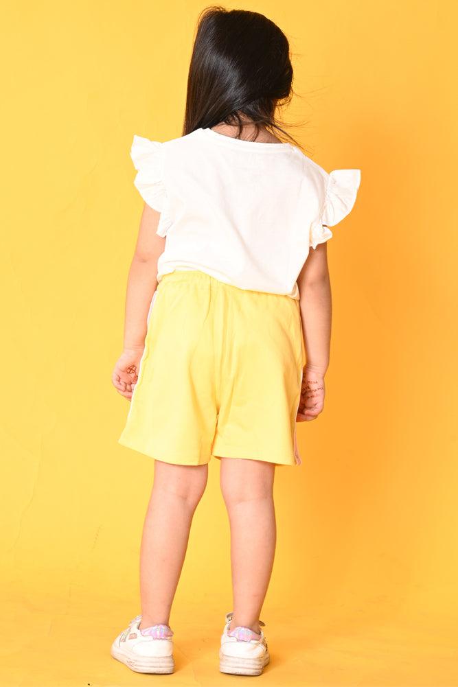 DESTINATION YELLOW SIDE TAPE SHORTS - WHITE/YELLOW - Anthrilo India