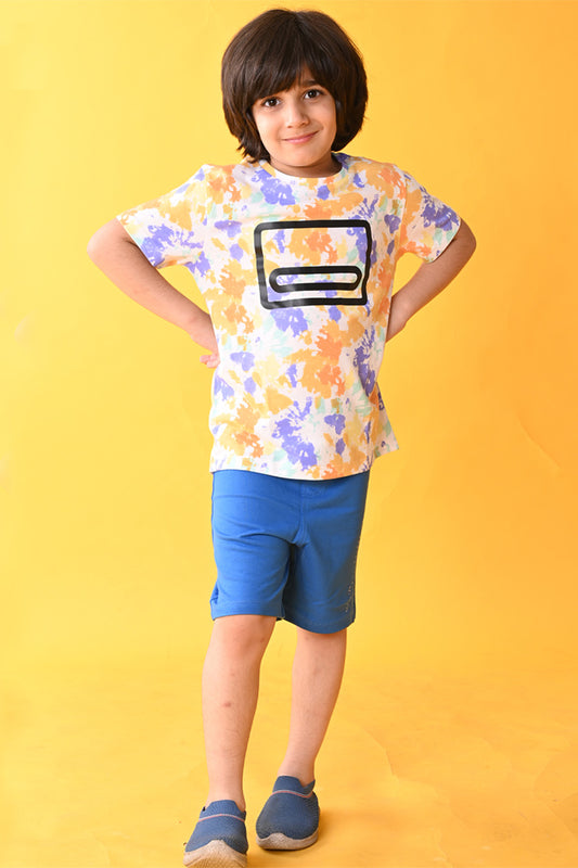 TIE DYE BLUE SHORTS SET- WHITE/BLUE - Anthrilo India