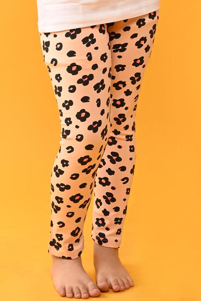 LEOPARD PEACH LEGGINGS - PEACH - Anthrilo India