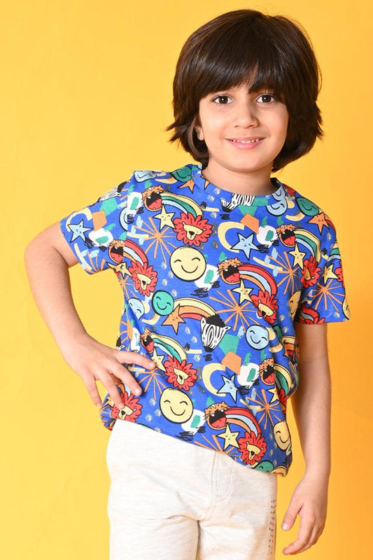ANIMAL SHORT SLEEVE T-SHIRT - BLUE - Anthrilo India