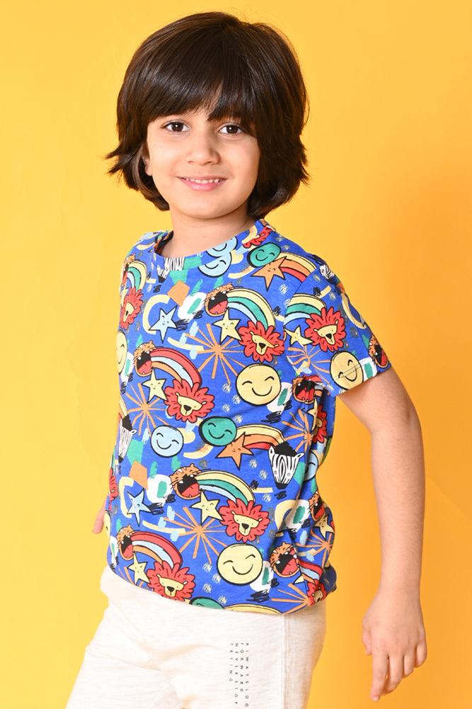 ANIMAL SHORT SLEEVE T-SHIRT - BLUE - Anthrilo India