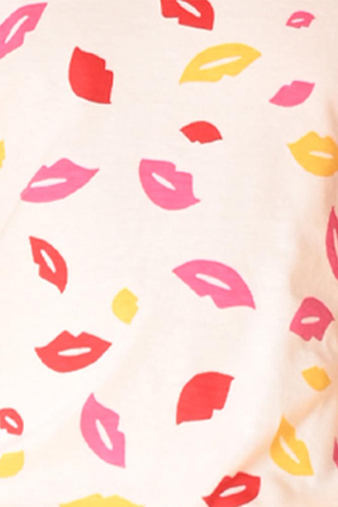 LIPS PRETTY PEACH JOGGER SET - WHITE/PEACH - Anthrilo India