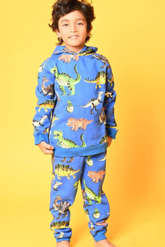 DINOSAUR FLEECE HOODIE JOGGER SET - BLUE - Anthrilo Design House