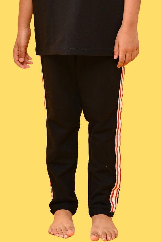 SUMMER GIRLS BLACK  TAPE JOGGER - BLACK - Anthrilo India