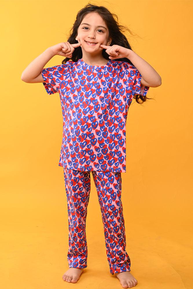 SPACE PINK AND PINK HEART SHORT SLEEVE PYJAMA SET (PACK OF 2) - Anthrilo India