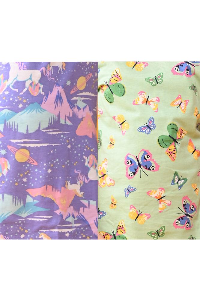 BUTTERFLY GREEN AND UNICORN PLANET LONG SLEEVE PYJAMA SET (PACK OF 2) - Anthrilo India